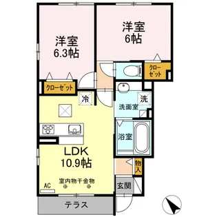 フォレスト九西【1階】の間取り