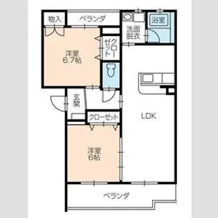 ソレアードみのるⅡ【C-2号室】の間取り