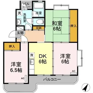 サンハイツ中浜【1階】の間取り