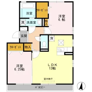 カーサ フェリーチェ Ⅱ【101号室】の間取り