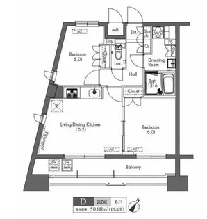 プラウドフラット三軒茶屋【14階】の間取り