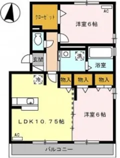 ジュノウタウン A棟【201号室】の間取り