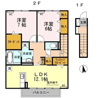 ハイム杉山B棟【202号室】の間取り
