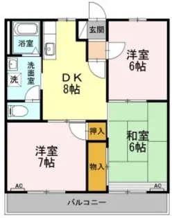 エバーグリーン三ツ相 C棟【2階】の間取り