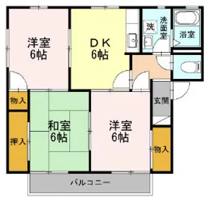エバーグリーン三ツ相 B【1階】の間取り