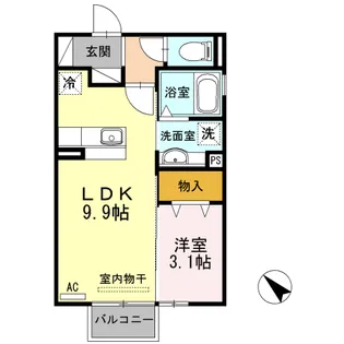 オアシス南牛川【2階】の間取り