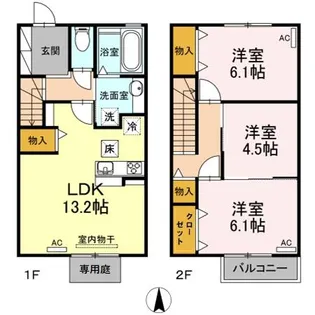 はまゆう【101号室】の間取り