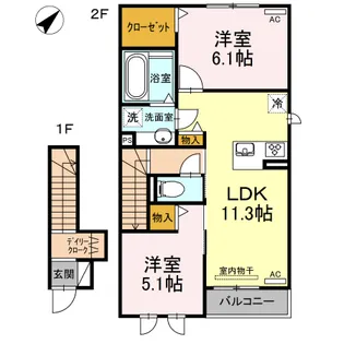 ルワンジュC【2階】の間取り