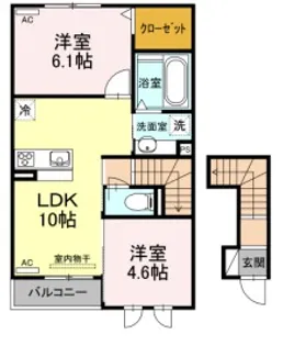 エレガンス三本木【203号室】の間取り
