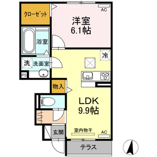 D-roomやまはC棟【103号室】の間取り