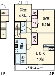 ワダニシムジュー【2階】の間取り