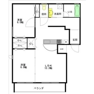 郷東マンション【3階】の間取り