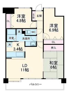 サンハウス第一刈谷【7D号室】の間取り