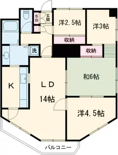 神代バタニカルガーデンズマンション【3階】の間取り