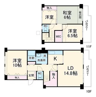 シーアイハイツ和光B棟【10階】の間取り