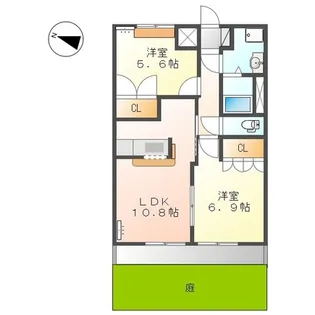 グリーンコート【102号室】の間取り