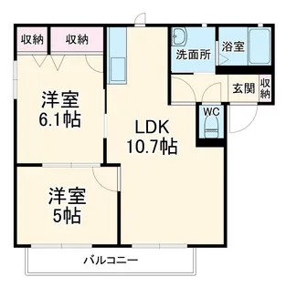 ファミール富士山A・B・C棟【A-201号室】の間取り