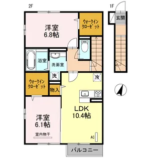 K・ユートピア B【2階】の間取り