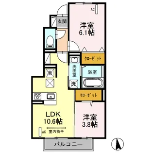 ボナール泉台B【102号室】の間取り