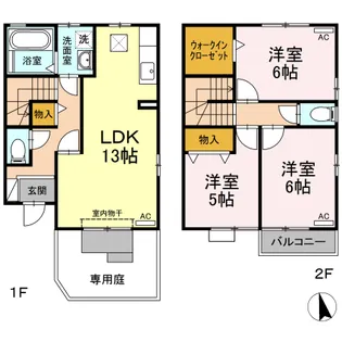 リビングタウン小牧原 B【B1号室】の間取り