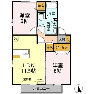 ベルフラットB棟【2階】の間取り