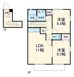 ジュヴィエ弐番館【2階】の間取り