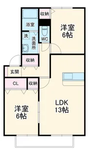 ハートピア 北棟 南棟【102号室】の間取り