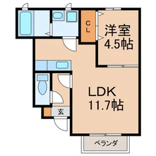 アスピリアフルール【1階】の間取り