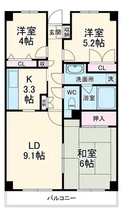 ベルデュール二俣川【3階】の間取り
