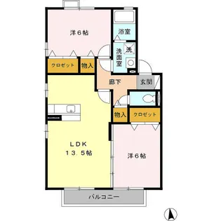 ファミーユたちばなⅡ【201号室】の間取り