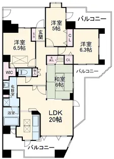 カルティア黒川【1003号室】の間取り
