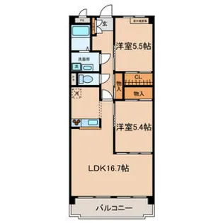 メゾンプチシャトー出口A棟【2階】の間取り