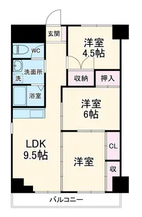 サンハイツ大和第2【9階】の間取り