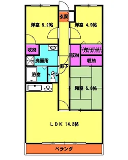 スカイコートあけぼの【6階】の間取り