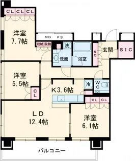 メルクマール京王笹塚レジデンス【19階】の間取り