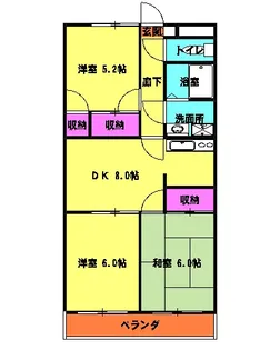 ハートピアAKI【3-D号室】の間取り