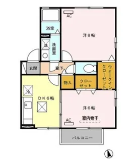 グランメール桜町B【1階】の間取り