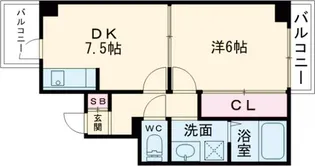 ドミールリバーサイドY【601号室】の間取り