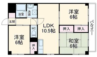 サンライトマンションⅢ.西棟【2F号室】の間取り