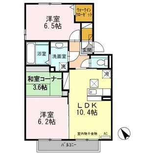 サンヒルズ A棟【102号室】の間取り