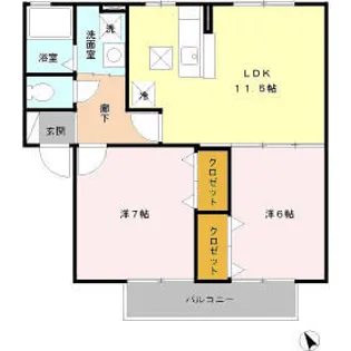 ベルドミール上松 B【1階】の間取り