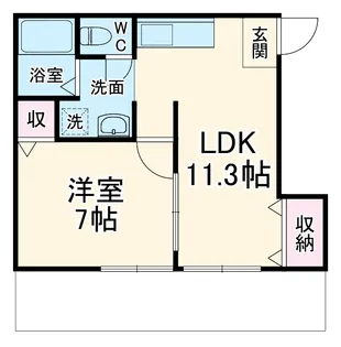 シティハイム一ツ木【1階】の間取り