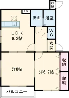 ガイア足門B棟【102号室】の間取り