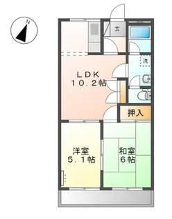 グリーンフィールド作野ヶ丘【102号室】の間取り