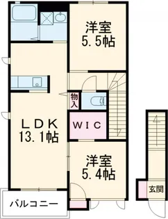 ラフィーネ上中居【203号室】の間取り
