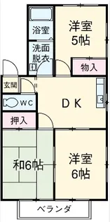 グランパス作野A棟【201号室】の間取り