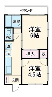 第1岸マンション【4階】の間取り