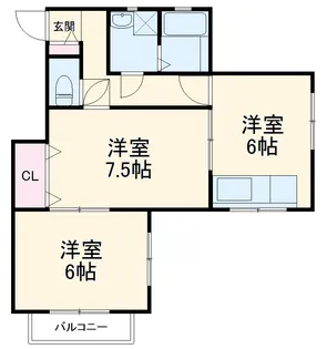 リバティコミューンおもてD【102号室】の間取り