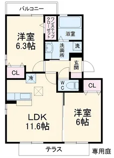 ロイヤルコートC【1階】の間取り