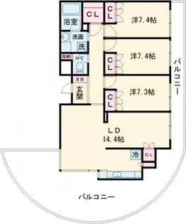 ル・パティオ瀬田【3階】の間取り
